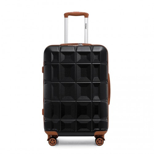 Kono 24 Inch Lightweight Hard Shell Abs Luggage Cabin Suitcase With TSA Lock - Black And Brown