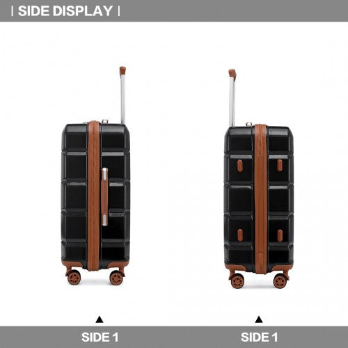 Kono 28 Inch Lightweight Hard Shell Abs Luggage Cabin Suitcase With TSA Lock - Black And Brown