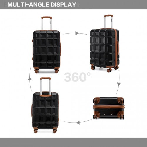 Kono 28 Inch Lightweight Hard Shell Abs Luggage Cabin Suitcase With TSA Lock - Black And Brown
