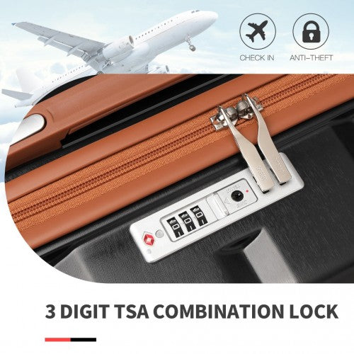 Kono 28 Inch Lightweight Hard Shell Abs Luggage Cabin Suitcase With TSA Lock - Black And Brown