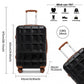 Kono 24 Inch Lightweight Hard Shell Abs Luggage Cabin Suitcase With TSA Lock - Black And Brown