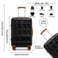 Kono 28 Inch Lightweight Hard Shell Abs Luggage Cabin Suitcase With TSA Lock - Black And Brown