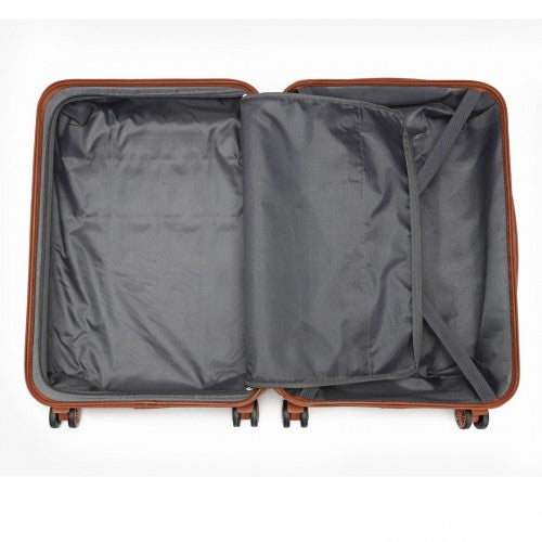 Kono Lightweight Hard Shell Abs Suitcase With TSA Lock And Vanity Case 4 Piece Set - Black And Brown