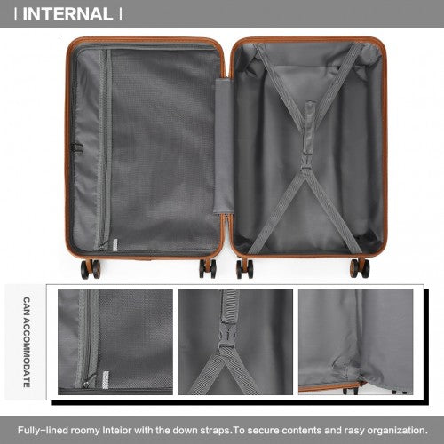 Kono Lightweight Hard Shell ABS Suitcase With TSA Lock And Vanity Case 4 Piece Set - Grey