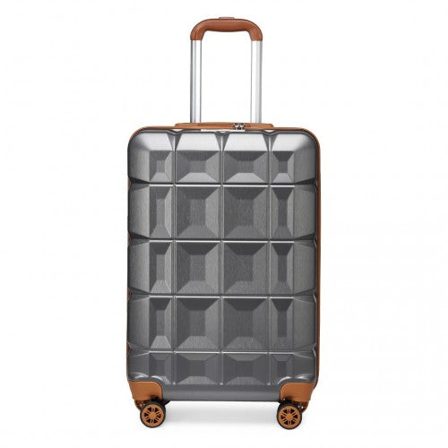 Kono 20 Inch Lightweight Hard Shell Abs Luggage Cabin Suitcase With TSA Lock - Grey
