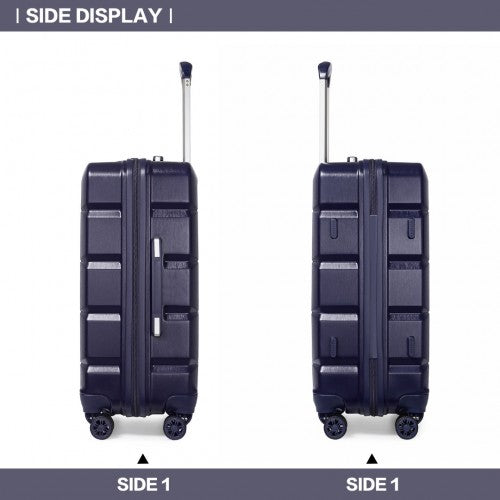 Kono Lightweight Hard Shell Abs Suitcase With TSA Lock And Vanity Case 4 Piece Set - Navy