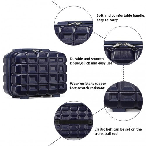 Kono 13 Inch Lightweight Hard Shell ABS Vanity Case - Navy