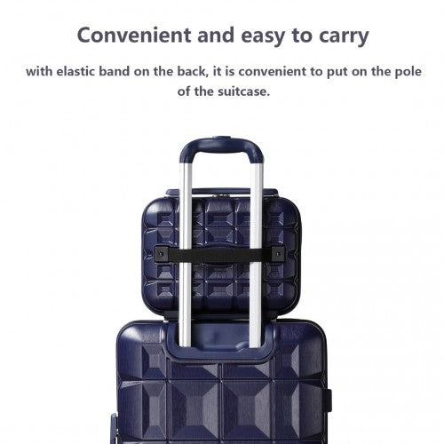 Kono 13 Inch Lightweight Hard Shell ABS Vanity Case - Navy