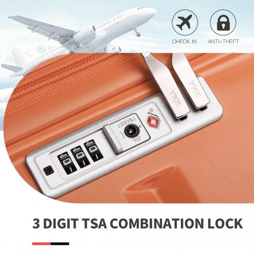 Kono 20 Inch Lightweight Hard Shell Abs Suitcase With TSA Lock - Orange