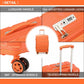 Kono Lightweight Hard Shell Abs Suitcase With TSA Lock And Vanity Case 4 Piece Set - Orange