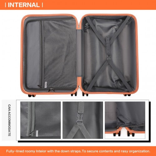 Kono Lightweight Hard Shell Abs Suitcase With TSA Lock And Vanity Case 4 Piece Set - Orange