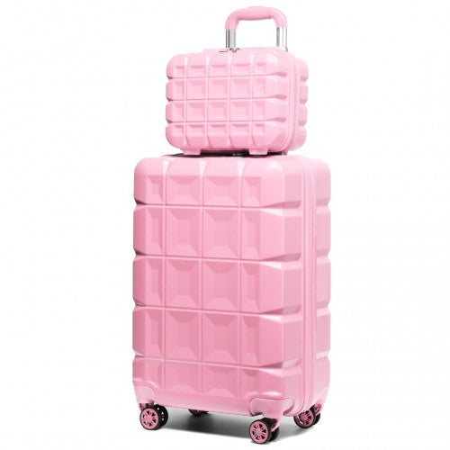 Kono 13/20 Inch Lightweight Hard Shell Abs Cabin Suitcase With TSA Lock And Vanity Case - Pink