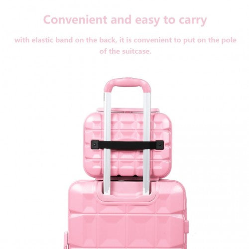 Kono 13 Inch Lightweight Hard Shell ABS Vanity Case - Pink