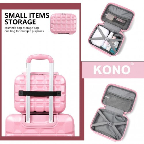Kono 13 Inch Lightweight Hard Shell ABS Vanity Case - Pink
