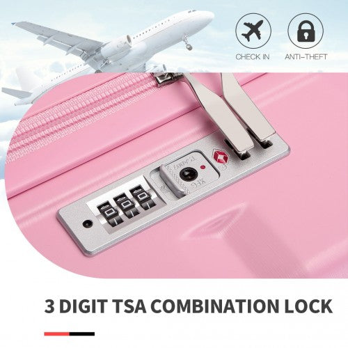 Kono 20 Inch Lightweight Hard Shell Abs Luggage Cabin Suitcase With TSA Lock - Pink