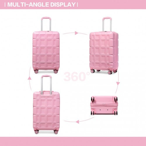 Kono 20 Inch Lightweight Hard Shell Abs Luggage Cabin Suitcase With TSA Lock - Pink