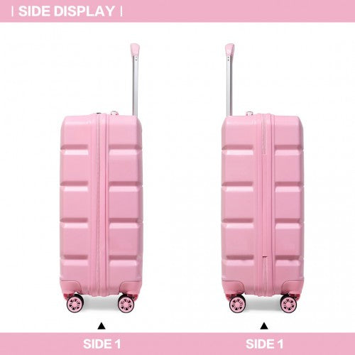 Kono 20 Inch Lightweight Hard Shell Abs Luggage Cabin Suitcase With TSA Lock - Pink