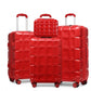 Kono Lightweight Hard Shell Abs Suitcase With TSA Lock And Vanity Case 4 Piece Set - Red
