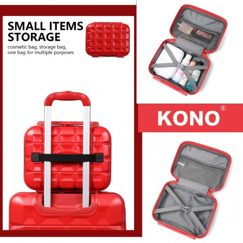 Kono 13/20 Inch Lightweight Hard Shell Abs Cabin Suitcase With TSA Lock And Vanity Case - Red