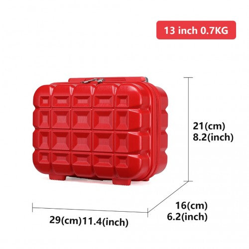 Kono 13 Inch Lightweight Hard Shell ABS Vanity Case - Red
