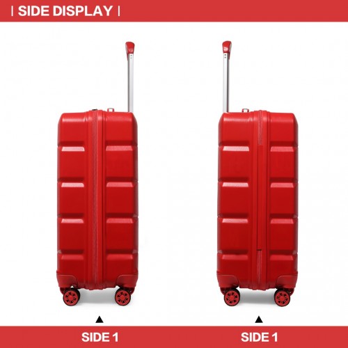 Kono 20 Inch Lightweight Hard Shell Abs Luggage Cabin Suitcase With TSA Lock - Red