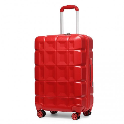 Kono 24 Inch Lightweight Hard Shell Abs Suitcase With TSA Lock - Red