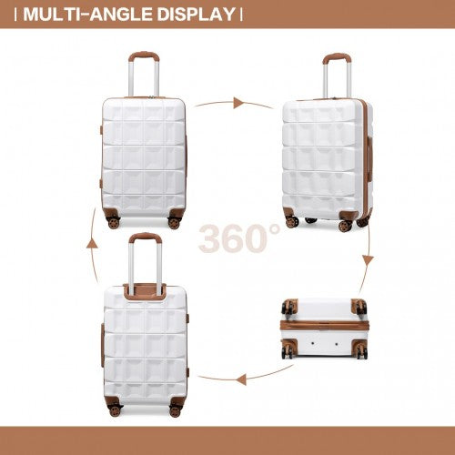 Kono Lightweight Hard Shell Abs Suitcase With TSA Lock And Vanity Case 4 Piece Set - White