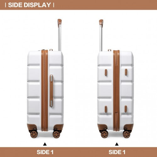 Kono Lightweight Hard Shell Abs Suitcase With TSA Lock And Vanity Case 4 Piece Set - White