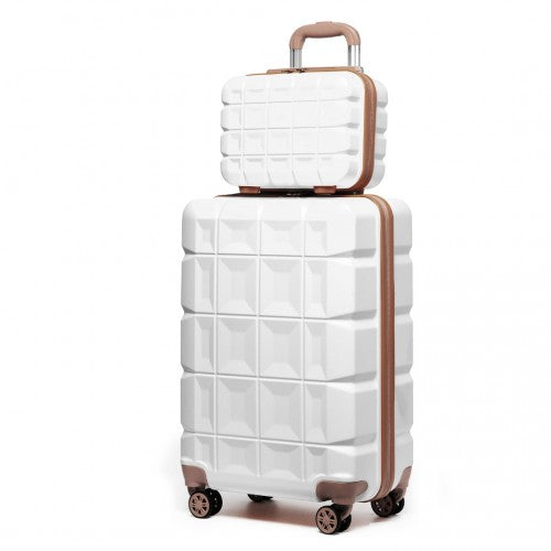 Kono 13/20 Inch Lightweight Hard Shell Abs Cabin Suitcase With TSA Lock And Vanity Case - White