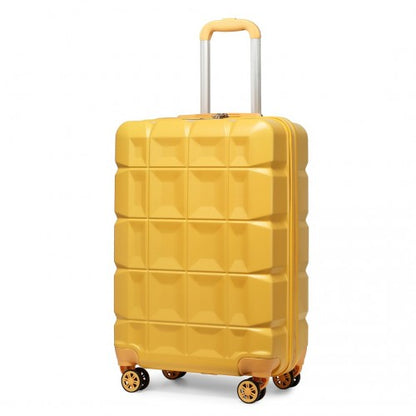 Kono 20 Inch Lightweight Hard Shell Abs Luggage Cabin Suitcase With TSA Lock - Yellow