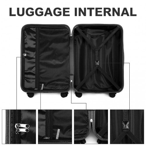 British Traveller 28 Inch Durable Polycarbonate - ABS Hard Shell Suitcase - TSA Lock - Black