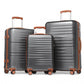 British Traveller 3 Pcs Set Durable Polycarbonate And Abs Hard Shell Suitcase With TSA Lock - Grey And Brown