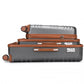 British Traveller 3 Pcs Set Durable Polycarbonate And Abs Hard Shell Suitcase With TSA Lock - Grey And Brown