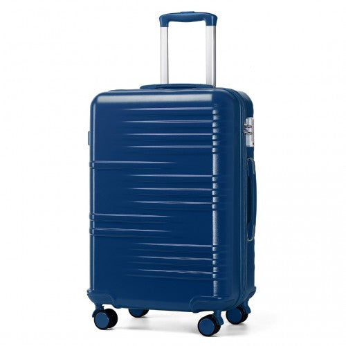 British Traveller 24 Inch Durable Polycarbonate - ABS Hard Shell Suitcase with TSA Lock - Navy