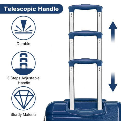 British Traveller 24 Inch Durable Polycarbonate - ABS Hard Shell Suitcase with TSA Lock - Navy