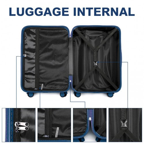 British Traveller 24 Inch Durable Polycarbonate - ABS Hard Shell Suitcase with TSA Lock - Navy