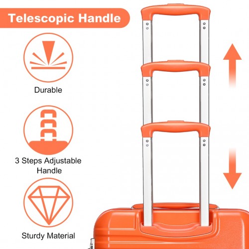British Traveller 3 Pcs Set Durable Polycarbonate & ABS Hard Shell Suitcase With TSA Lock - Orange