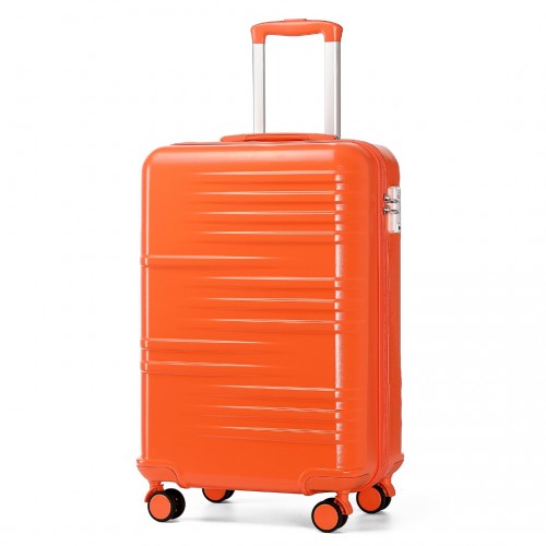 British Traveller 20 Inch Durable Polycarbonate - ABS Hard Shell Suitcase with TSA Lock - Orange