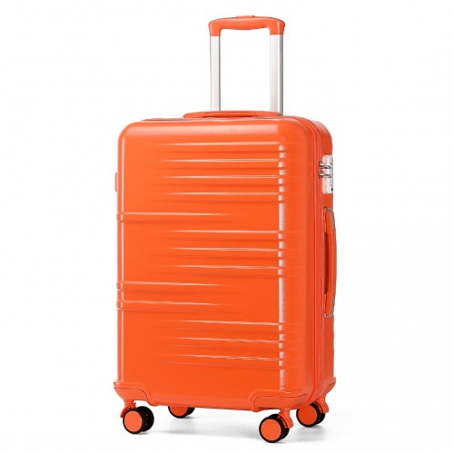 British Traveller 24 Inch Durable Polycarbonate - ABS Hard Shell Suitcase with TSA Lock - Orange