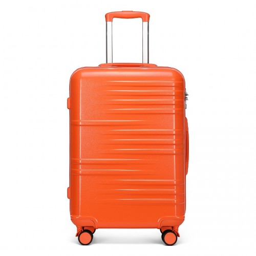 British Traveller 24 Inch Durable Polycarbonate - ABS Hard Shell Suitcase with TSA Lock - Orange