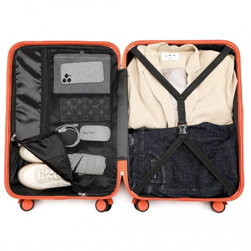 British Traveller 28 Inch Durable Polycarbonate - ABS Hard Shell Suitcase - TSA Lock - Orange