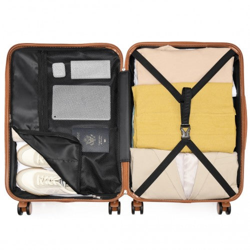 British Traveller 3 Pcs Set Durable Polycarbonate & ABS Hard Shell Suitcase With TSA Lock - White