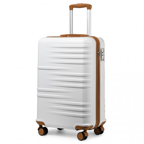 British Traveller 20 Inch Durable Polycarbonate - ABS Hard Shell Suitcase with TSA Lock - White