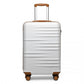 British Traveller 20 Inch Durable Polycarbonate - ABS Hard Shell Suitcase with TSA Lock - White