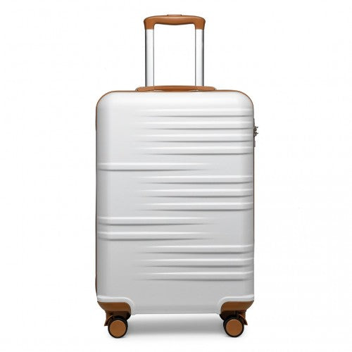 British Traveller 20 Inch Durable Polycarbonate - ABS Hard Shell Suitcase with TSA Lock - White
