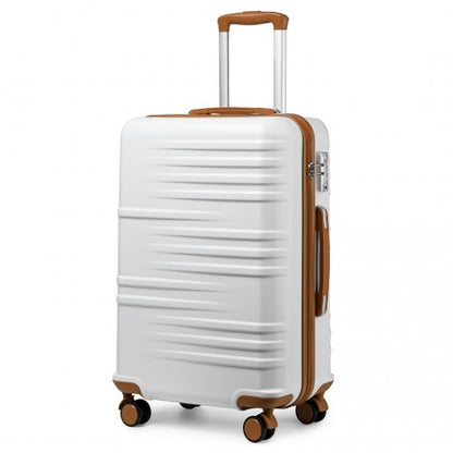 British Traveller 24 Inch Durable Polycarbonate - ABS Hard Shell Suitcase with TSA Lock - White