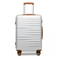 British Traveller 24 Inch Durable Polycarbonate - ABS Hard Shell Suitcase with TSA Lock - White