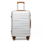 British Traveller 28 Inch Durable Polycarbonate - ABS Hard Shell Suitcase - TSA Lock - White