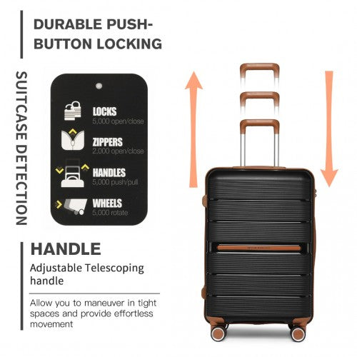 British Traveller 28 Inch Multi-Texture Polypropylene Hard Shell Suitcase With TSA Lock - Black