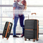 British Traveller 28 Inch Multi-Texture Polypropylene Hard Shell Suitcase With TSA Lock - Black